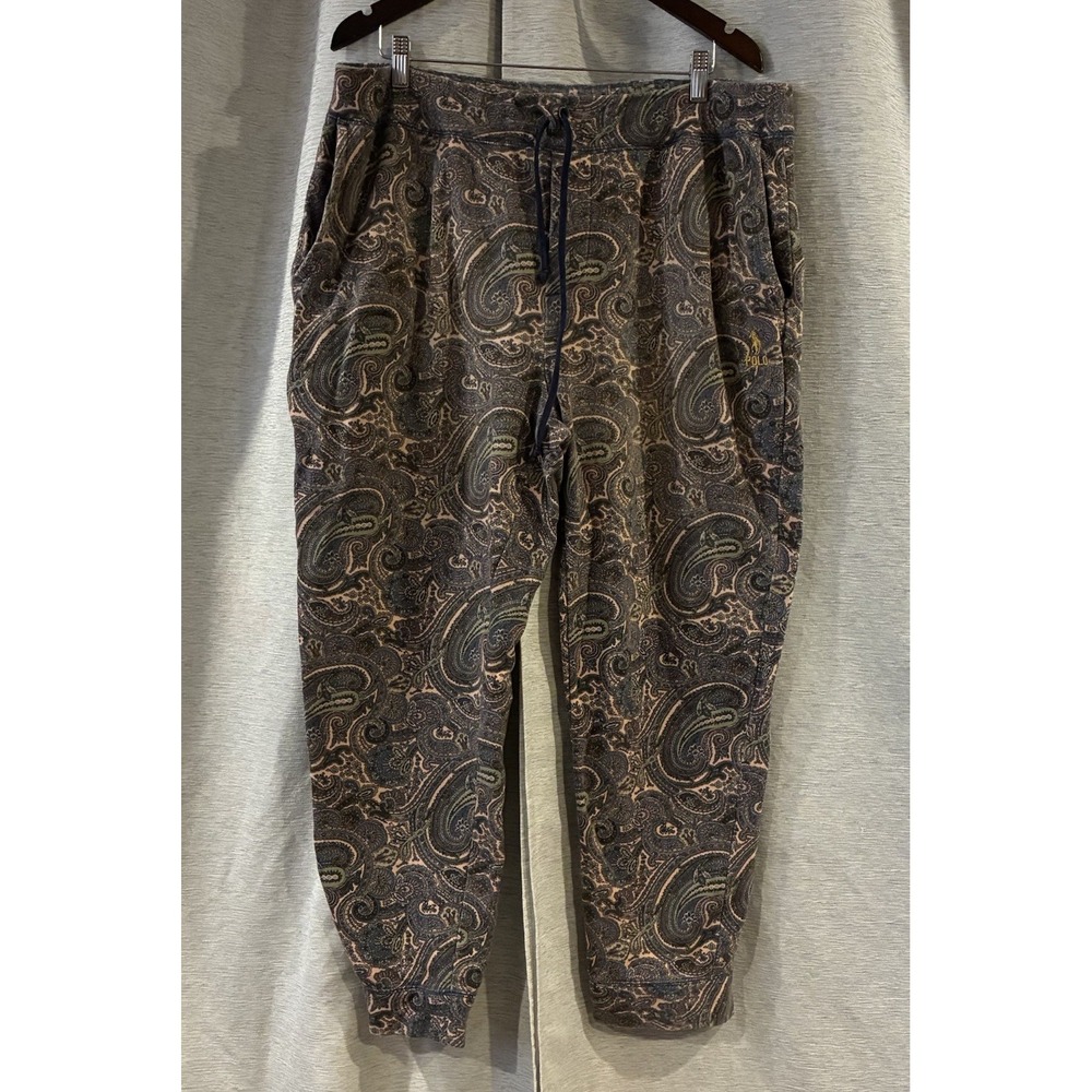Polo Ralph Lauren Paisley Print Fleece Sweatpants Mens Large Tall Preppy